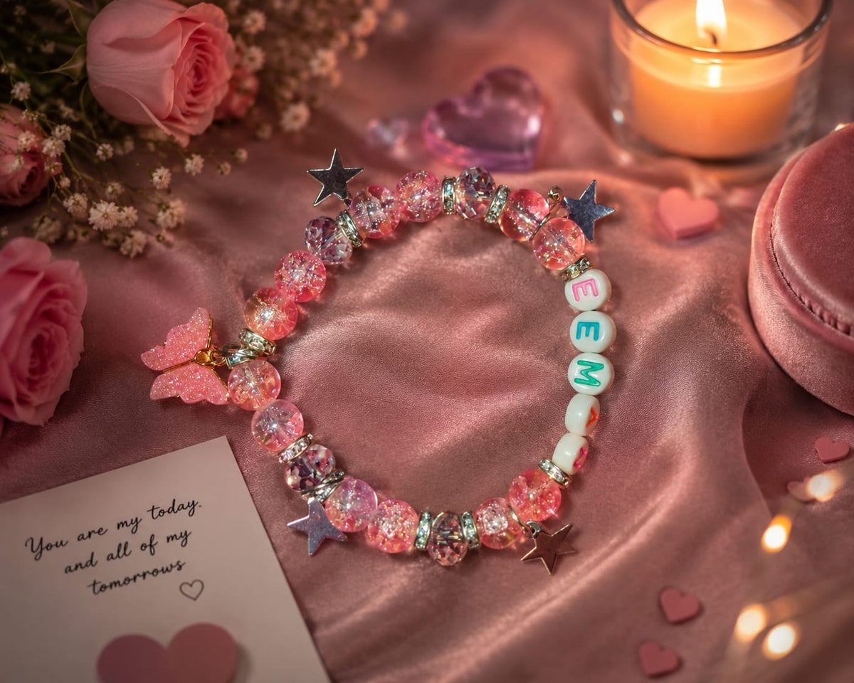 Bracelet | Beaded Bracelet | Charms | Chains | Charms & Chains Bracelet | Personalized Name Bracelet for Girls & Boys | Handmade Beaded Charm Bracelet